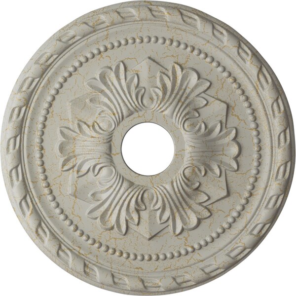 Ekena Millwork Palmetto Ceiling Medallion (Canopies up to 5"), 20 7/8"OD x 3 5/8"ID x 1 5/8"P, Pot of Cream Crackle CM20PMPCC - main